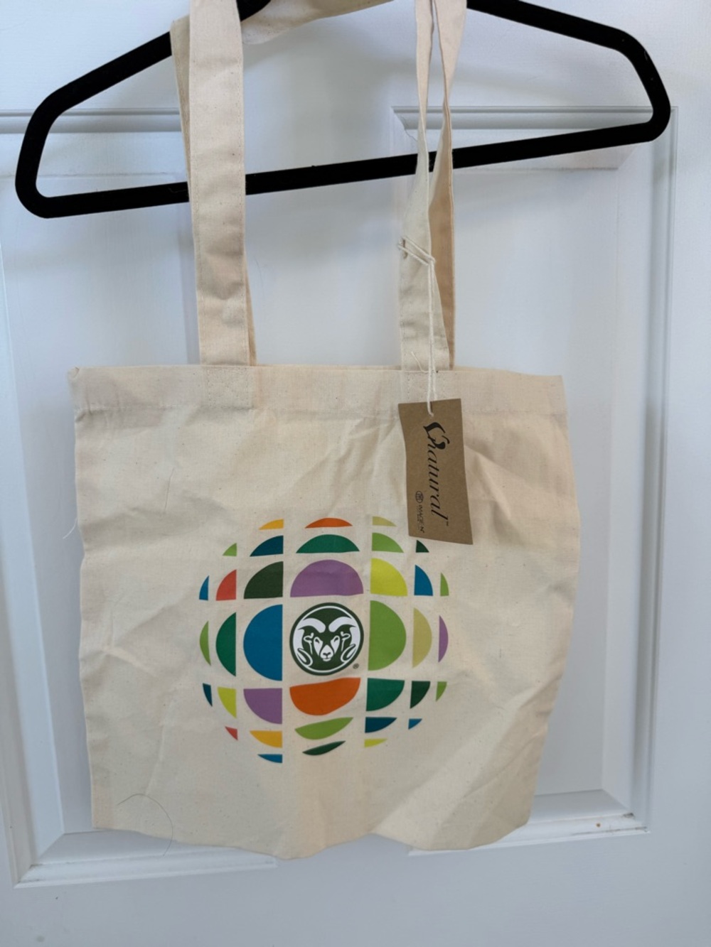 Starbucks Natural Canvas Tote with Colorful Circular Logo